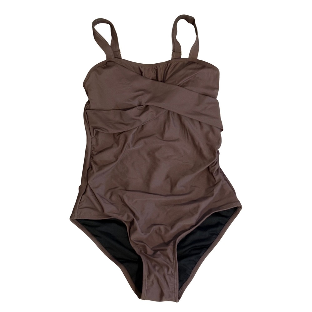 Size Small Swimall Ruched One Piece Slimming Suit Brown Small‎ NEW